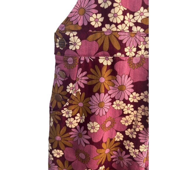 Princess Highway Size 6 Floral Pink & Brown High Waisted Overalls Cotton NWT - Picture 11 of 16